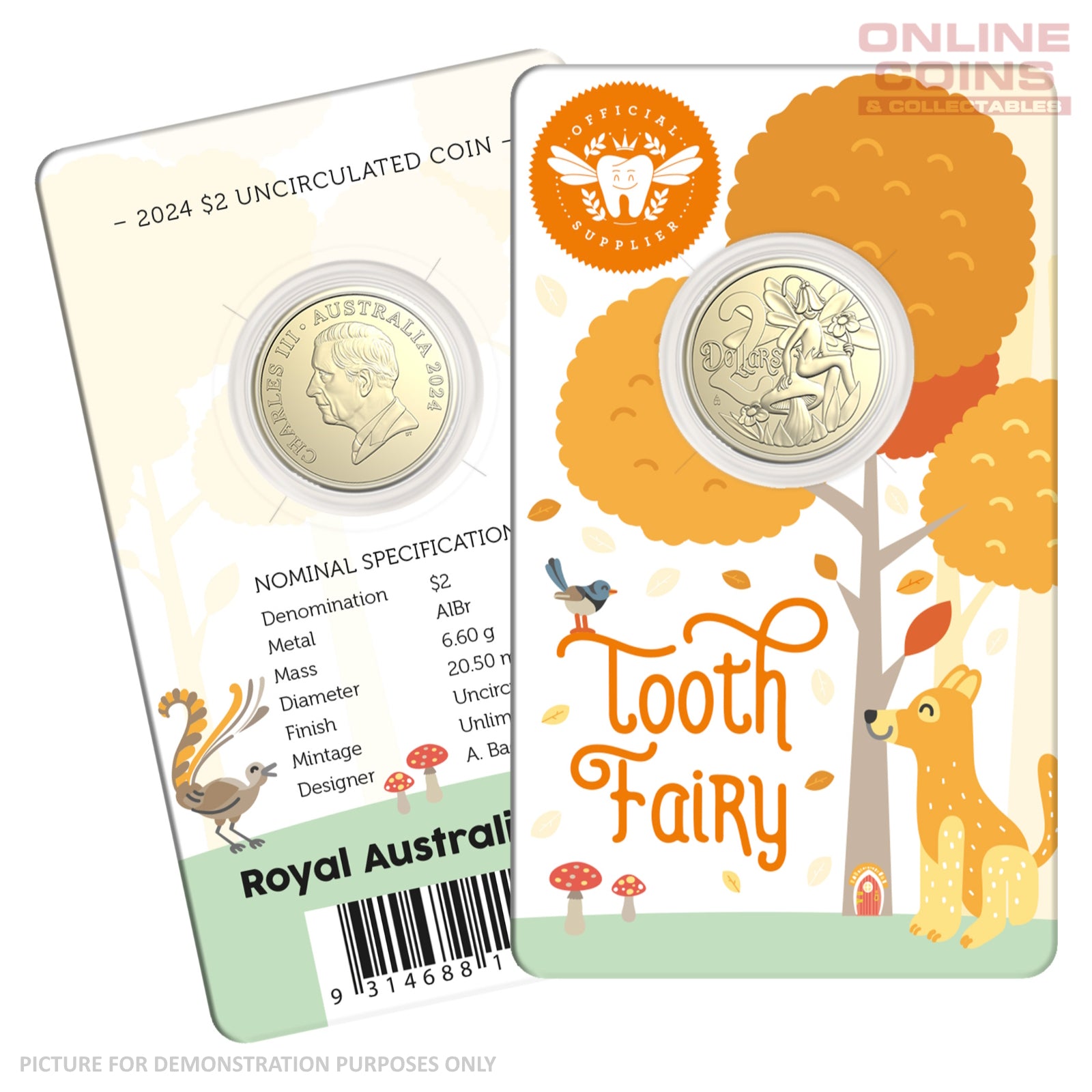 2024 $2 AlBr Uncirculated Carded Coin - Tooth Fairy